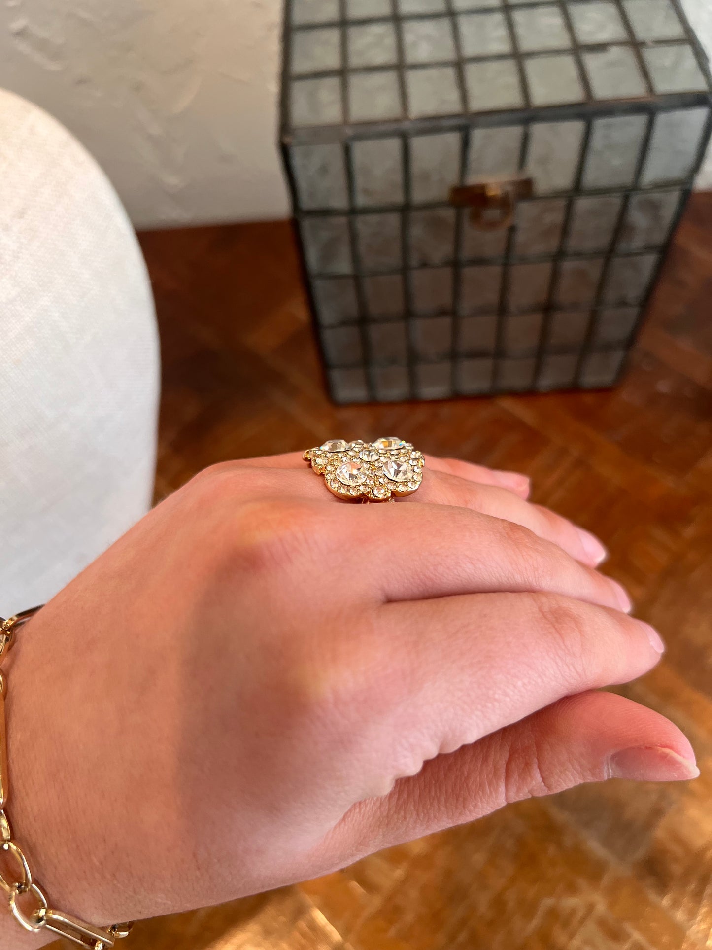 Large Gold Crystal Ring