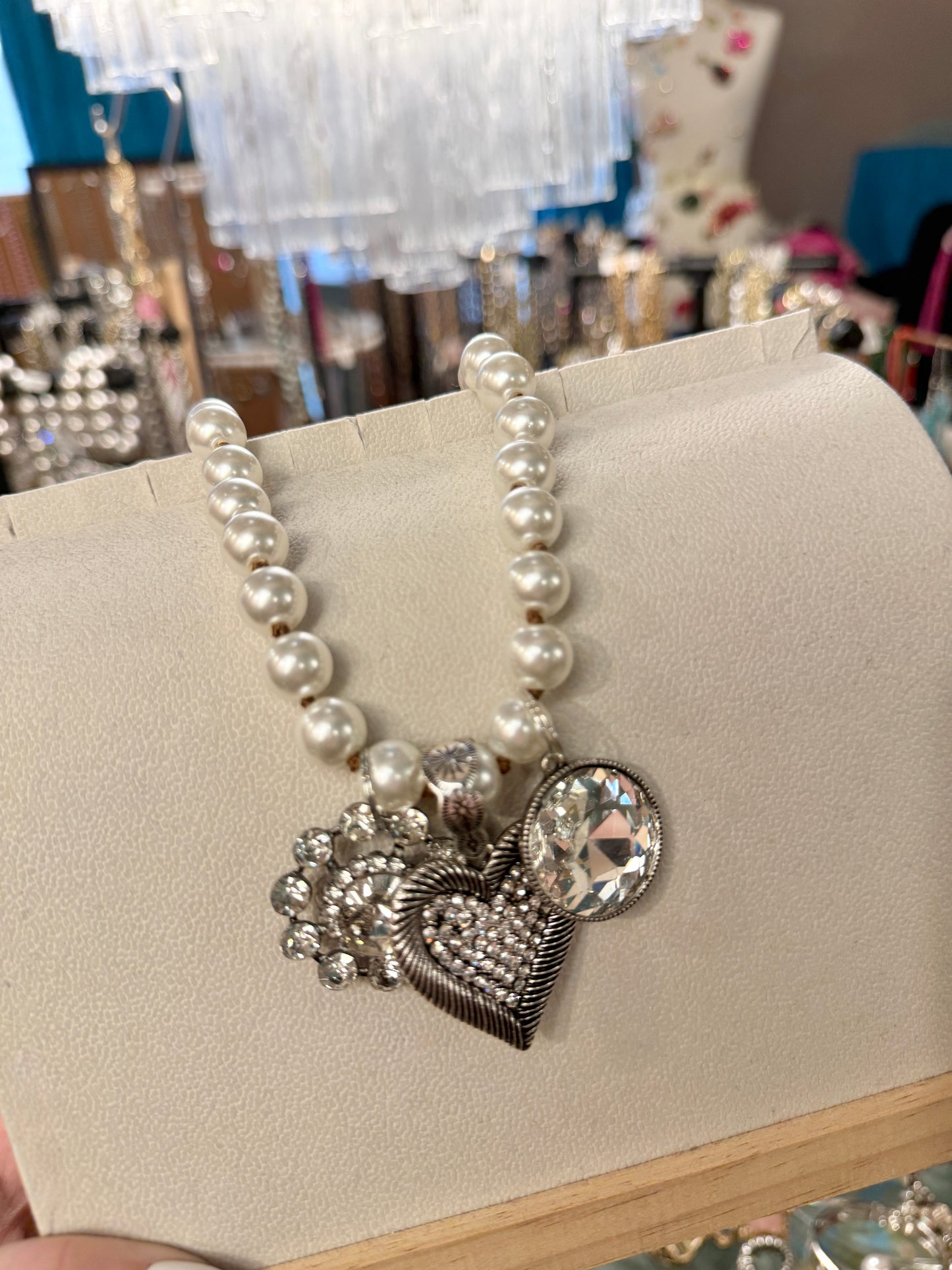 3 Charm Pearl Necklace