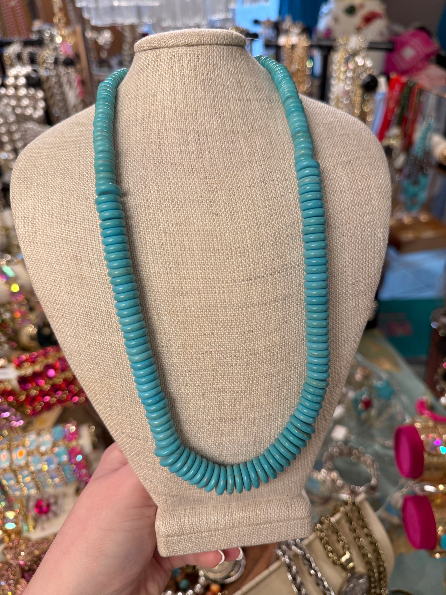 Howlite Turquoise Disc Necklace