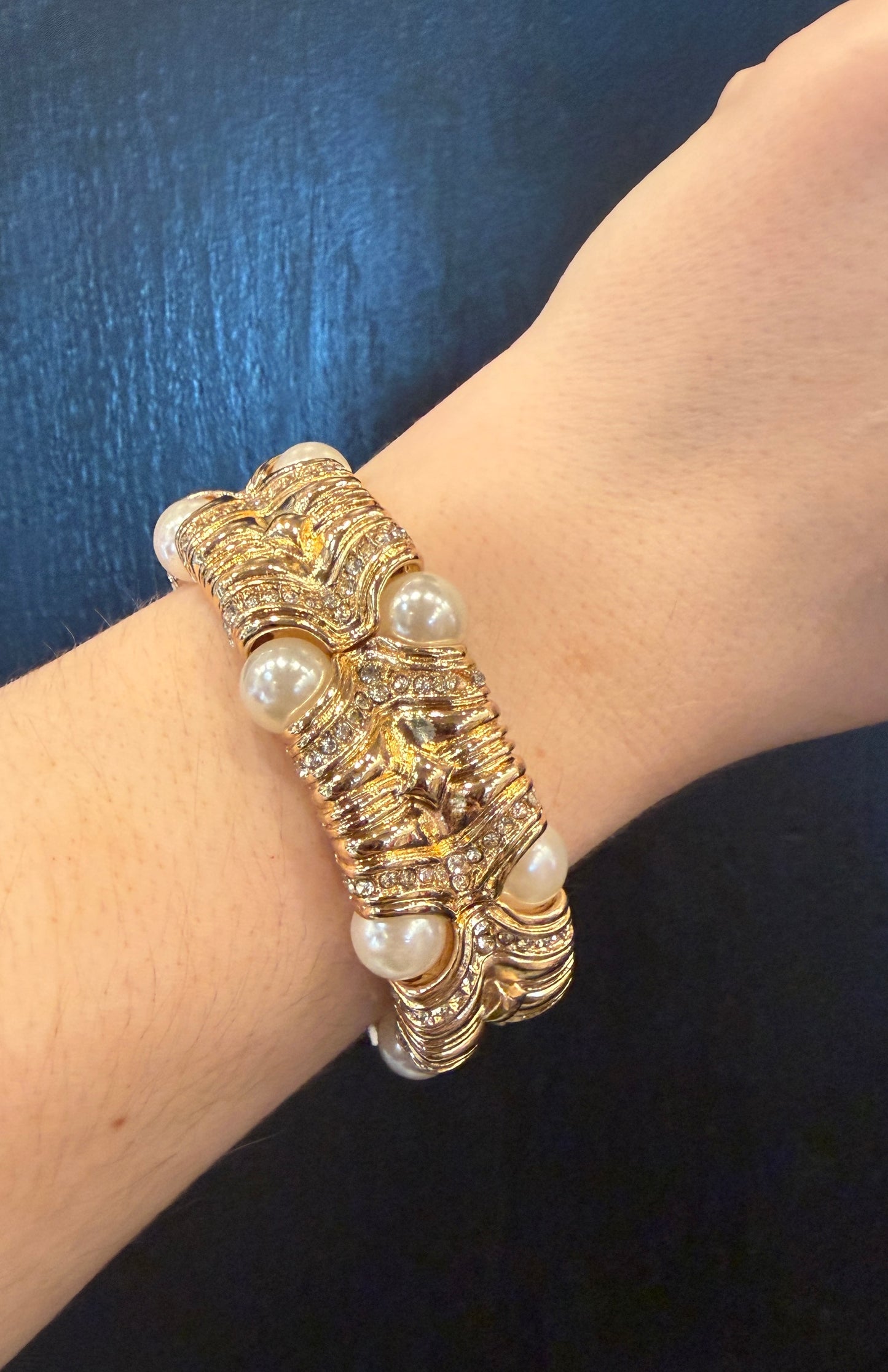 Gold and Pearl Crystal Bracelet