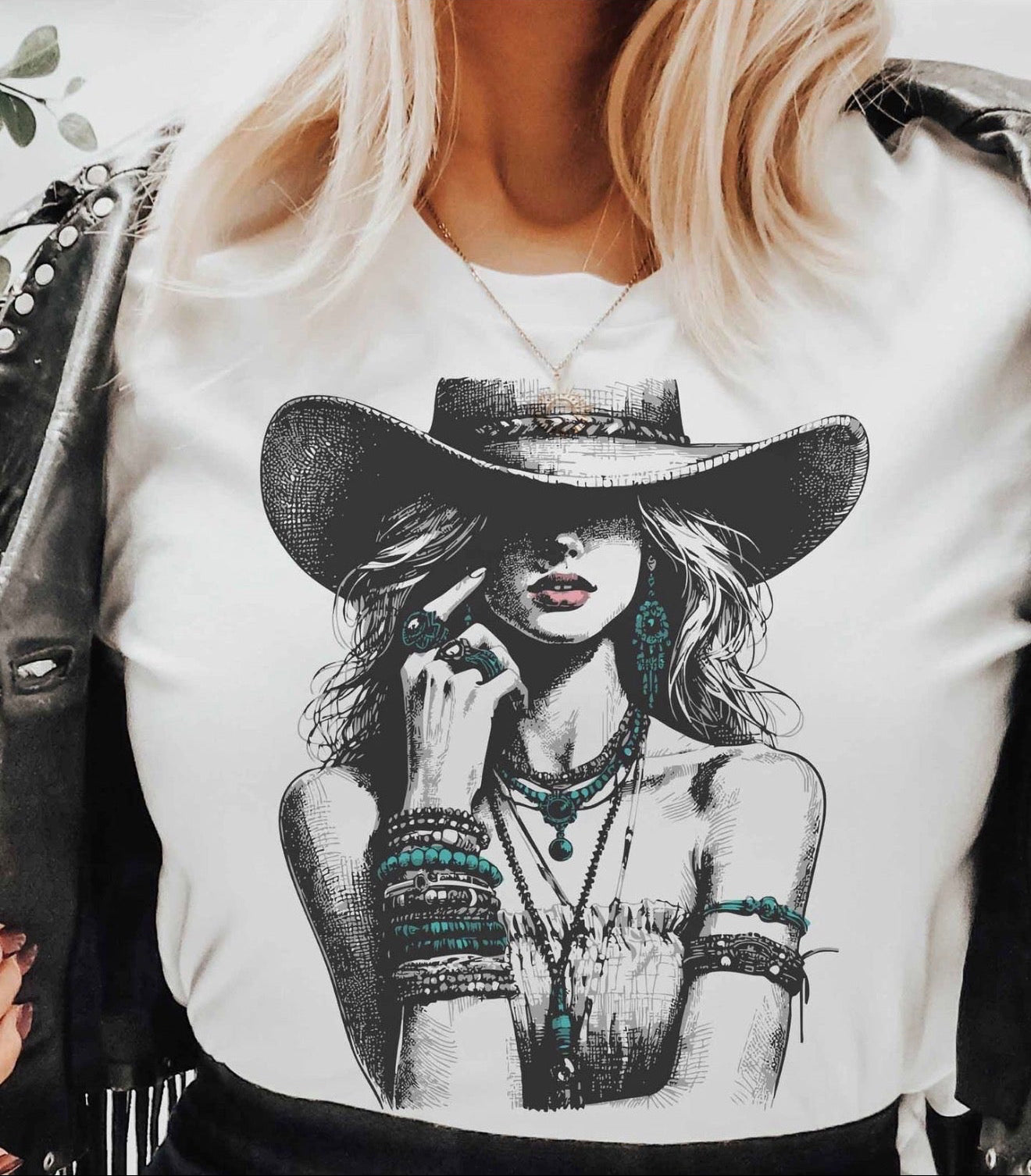 Attitude Turquoise Cowgirl Crystal Tee