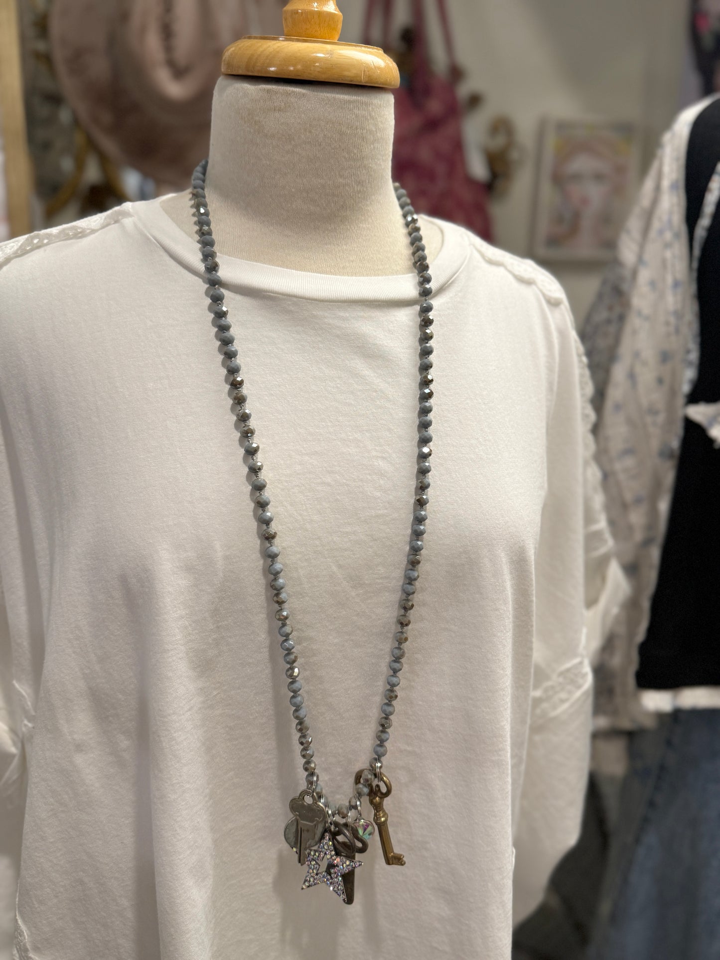 Beaded Long Key Necklace