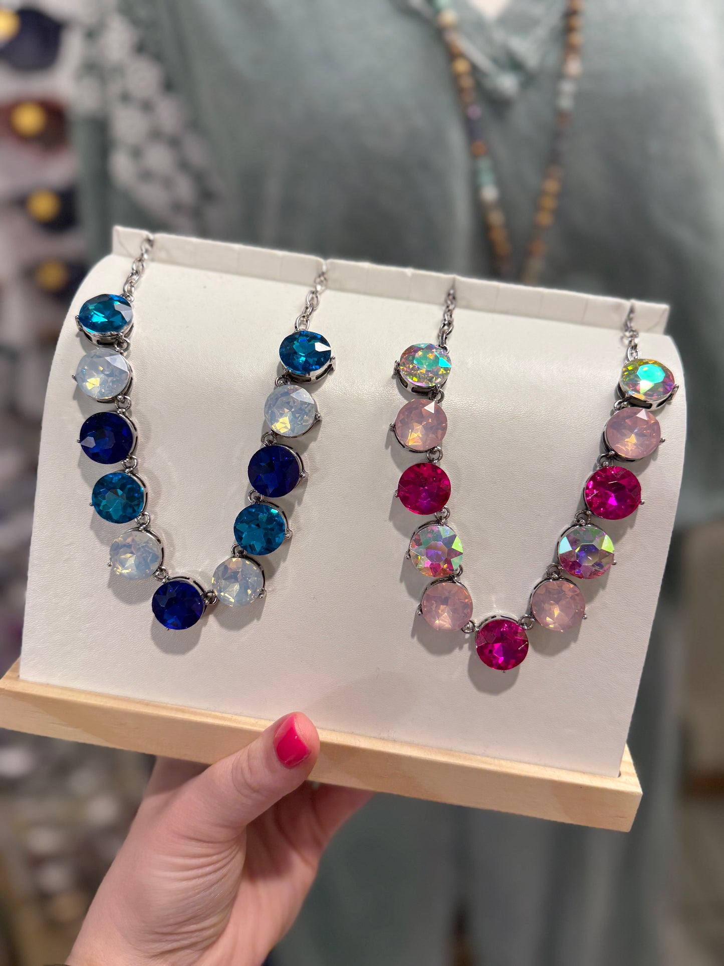 Blue / Pink Dime Necklace