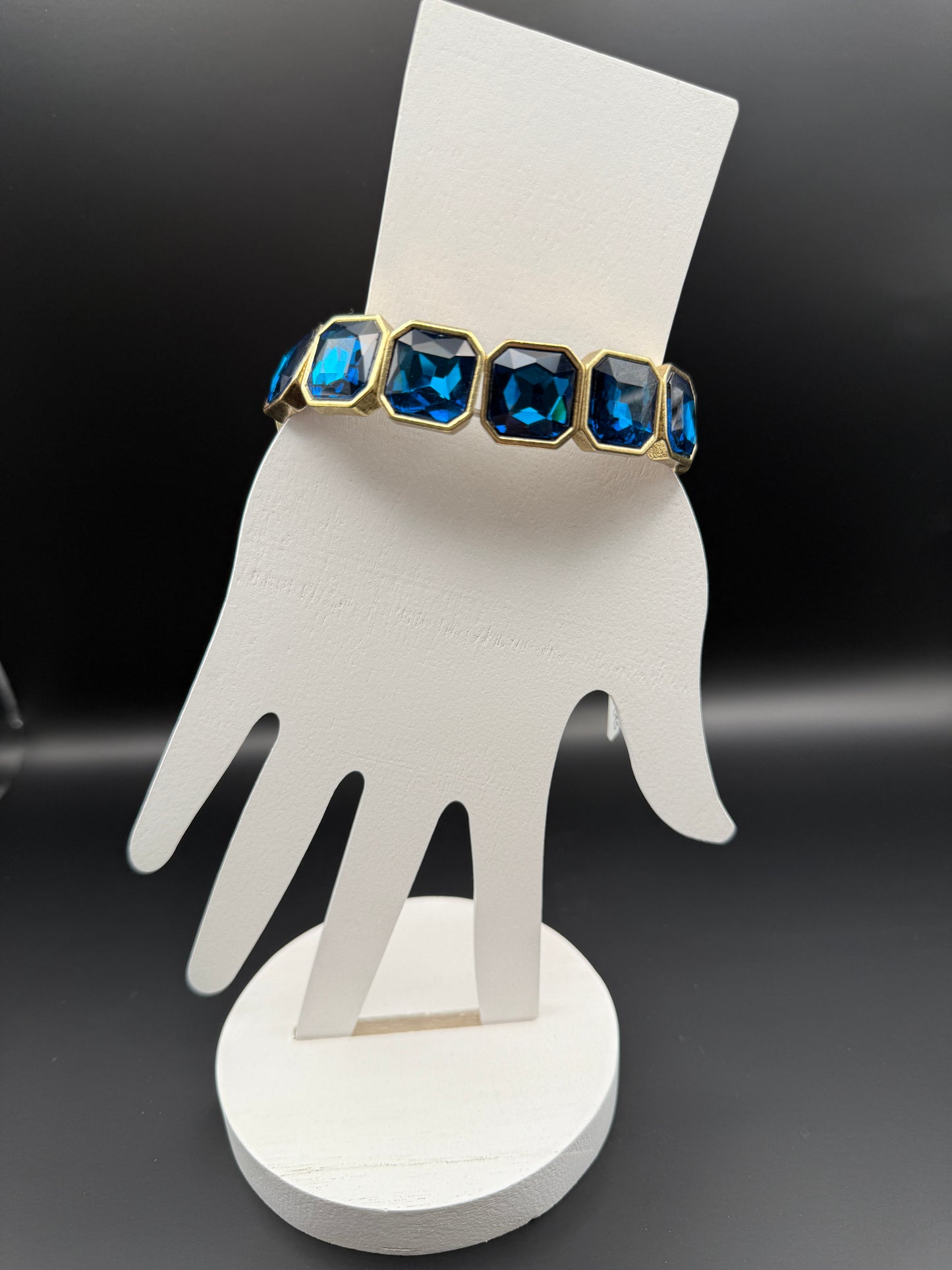 Large Blue Crystal Gold Bracelet