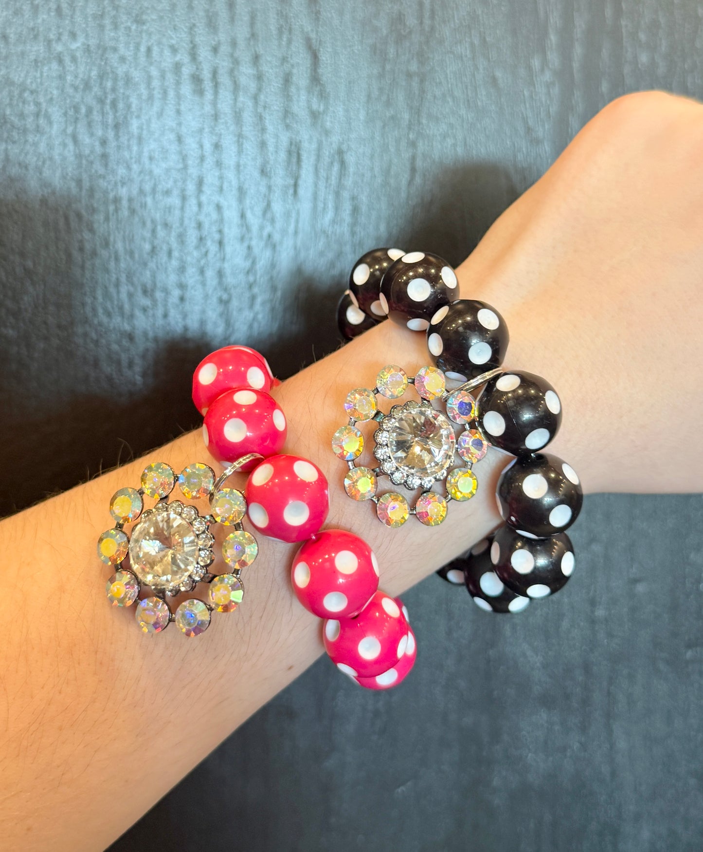 Polka Dot Floral Pendant Bracelet