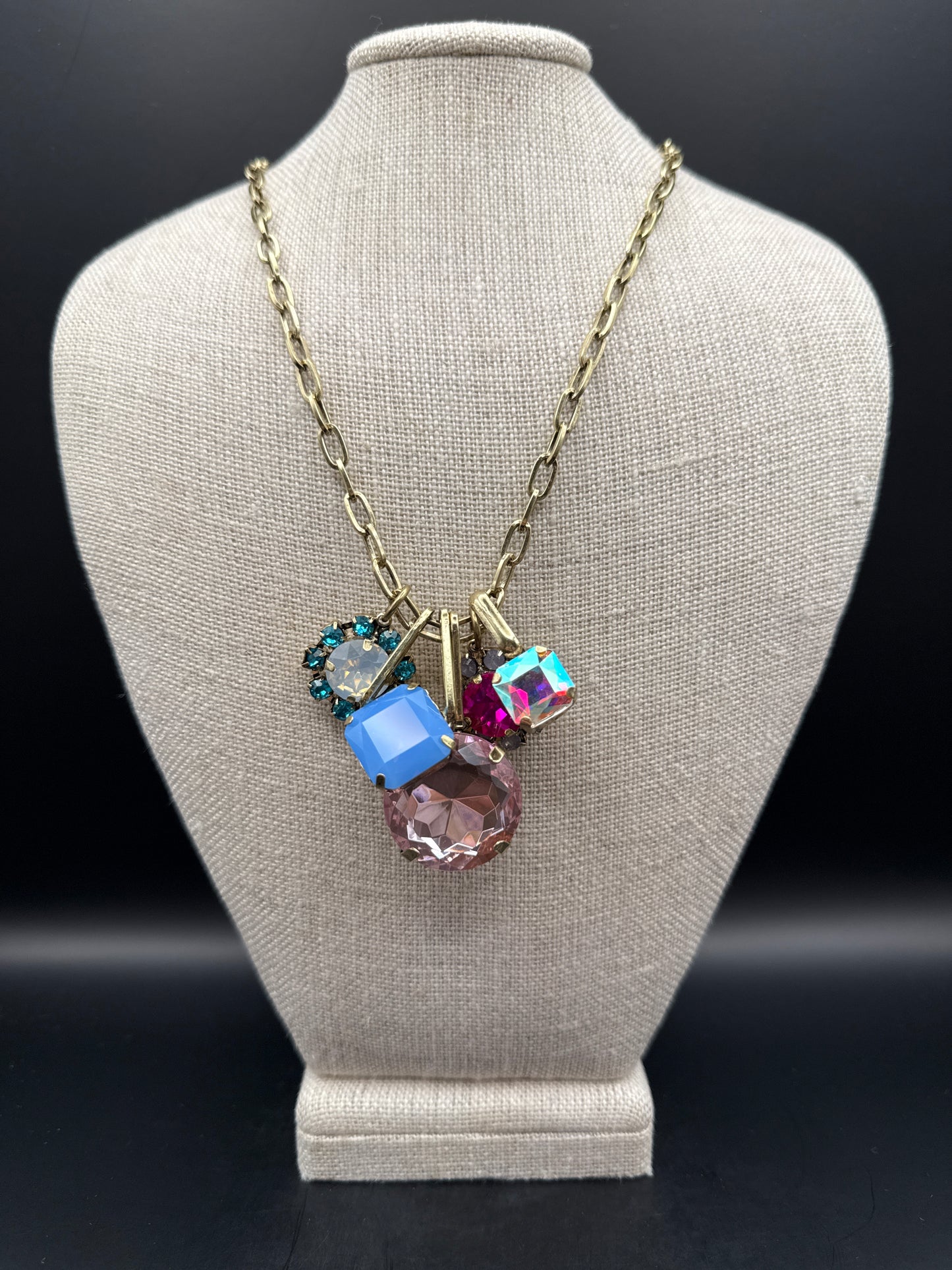 ALICE Blue and Pink 5 Charm Necklace