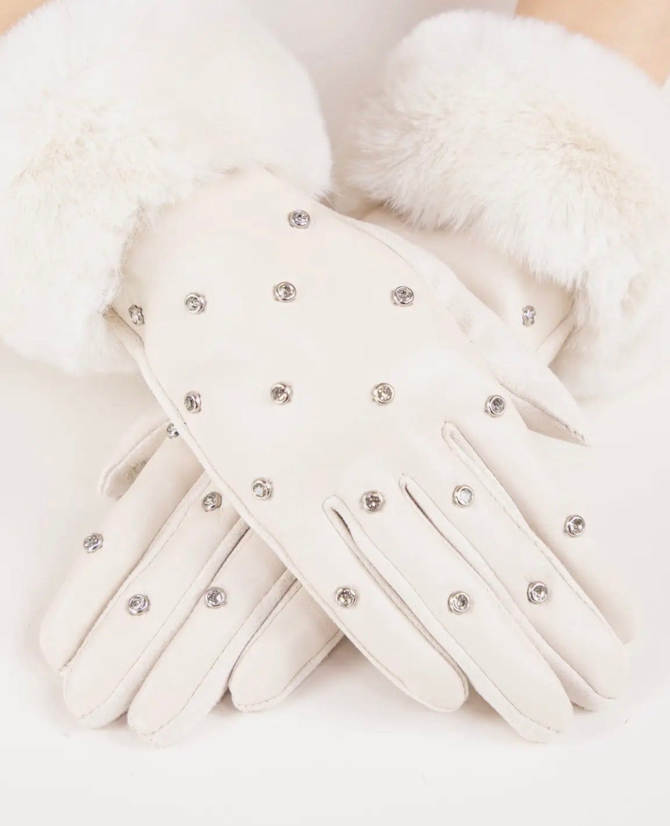 Ivory Crystal Gloves