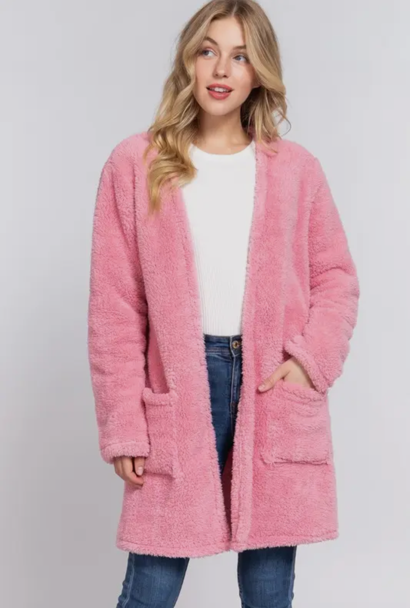 Dusty Pink Sherpa Jacket
