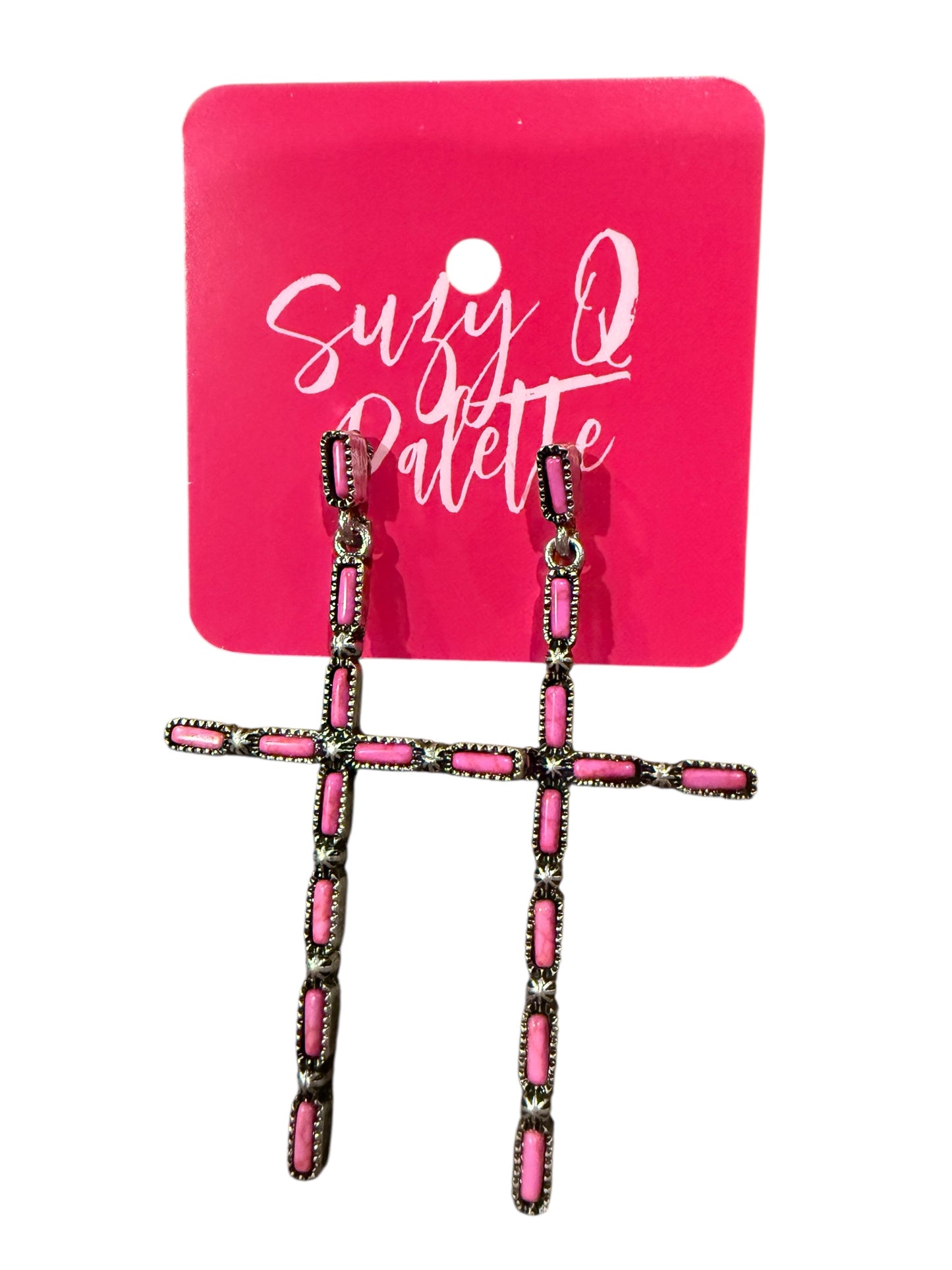 ALICE Pink Cross Earrings