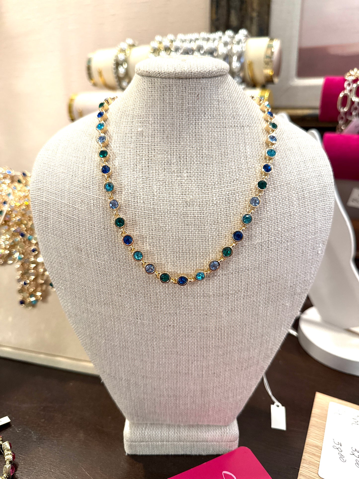 ALICE Small Blue Gold Circle Necklace