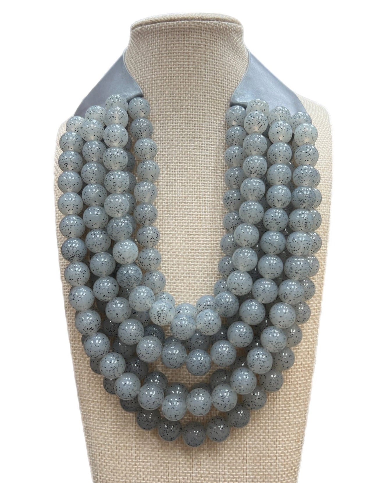 Grey Multilayer Beaded Magnetic Closure Necklace