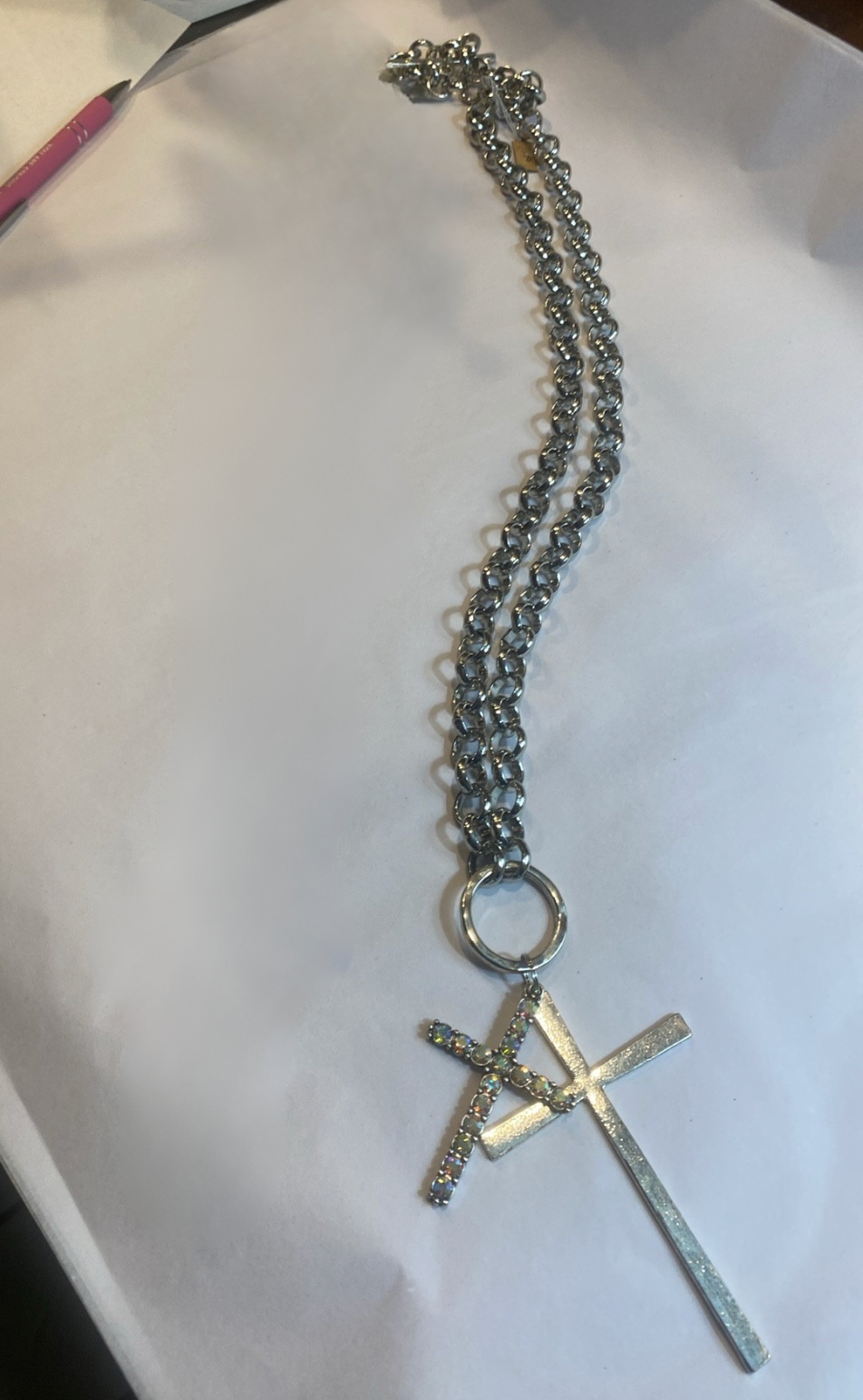 ALICE Double Cross Heavy Chain Convertible Necklace