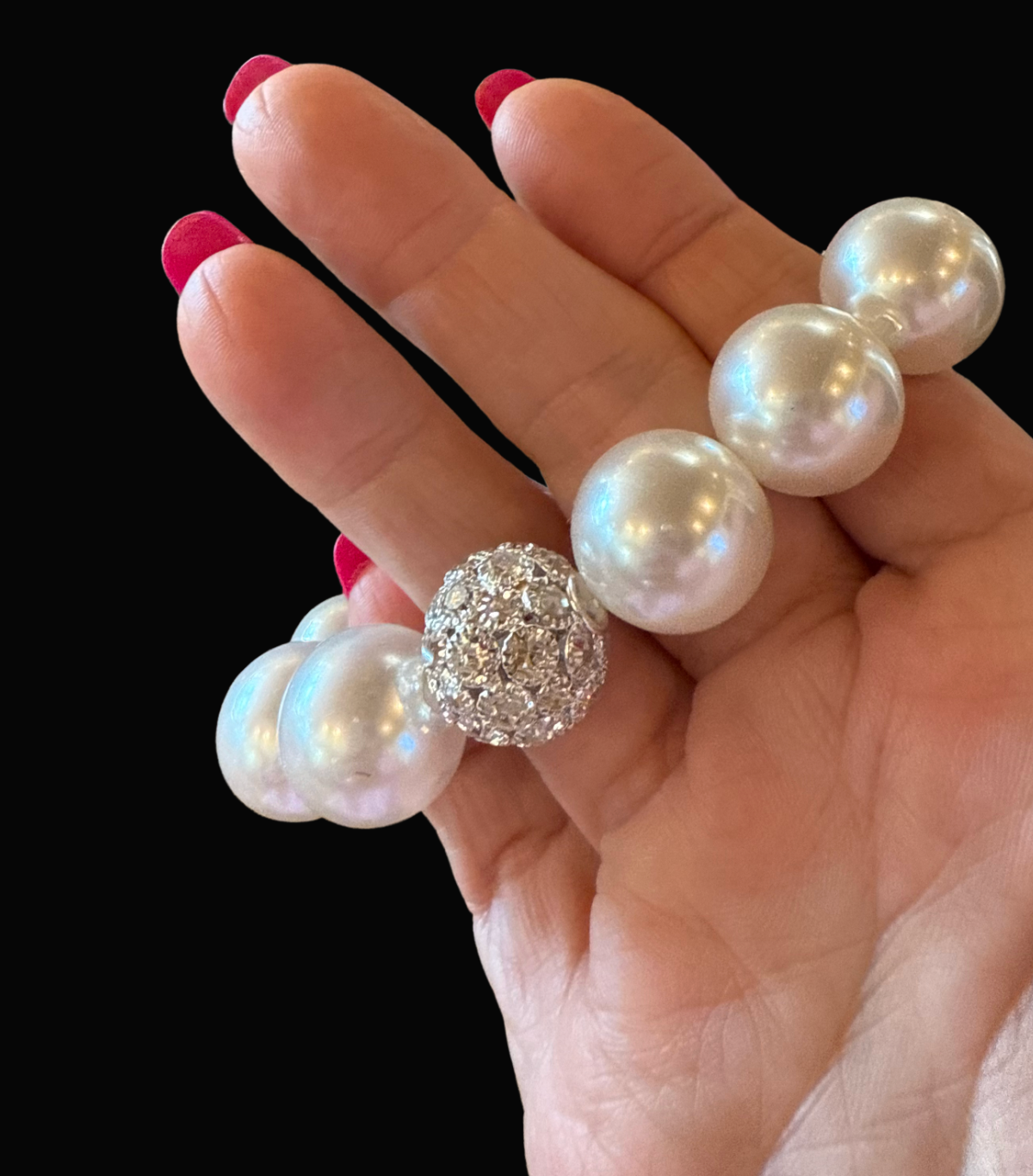 ALICE Large Pearl Bracelet with Crystal Bead