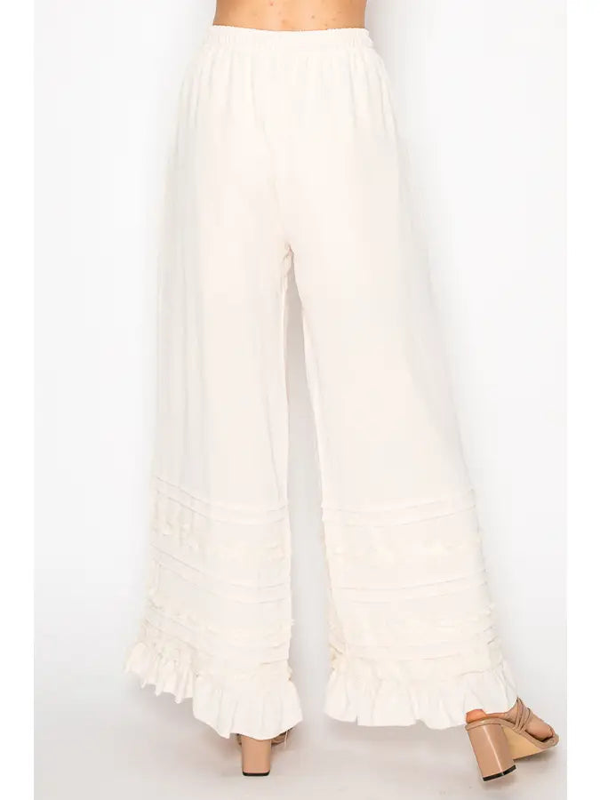 ORIGAMI Beige Ruffle Pants