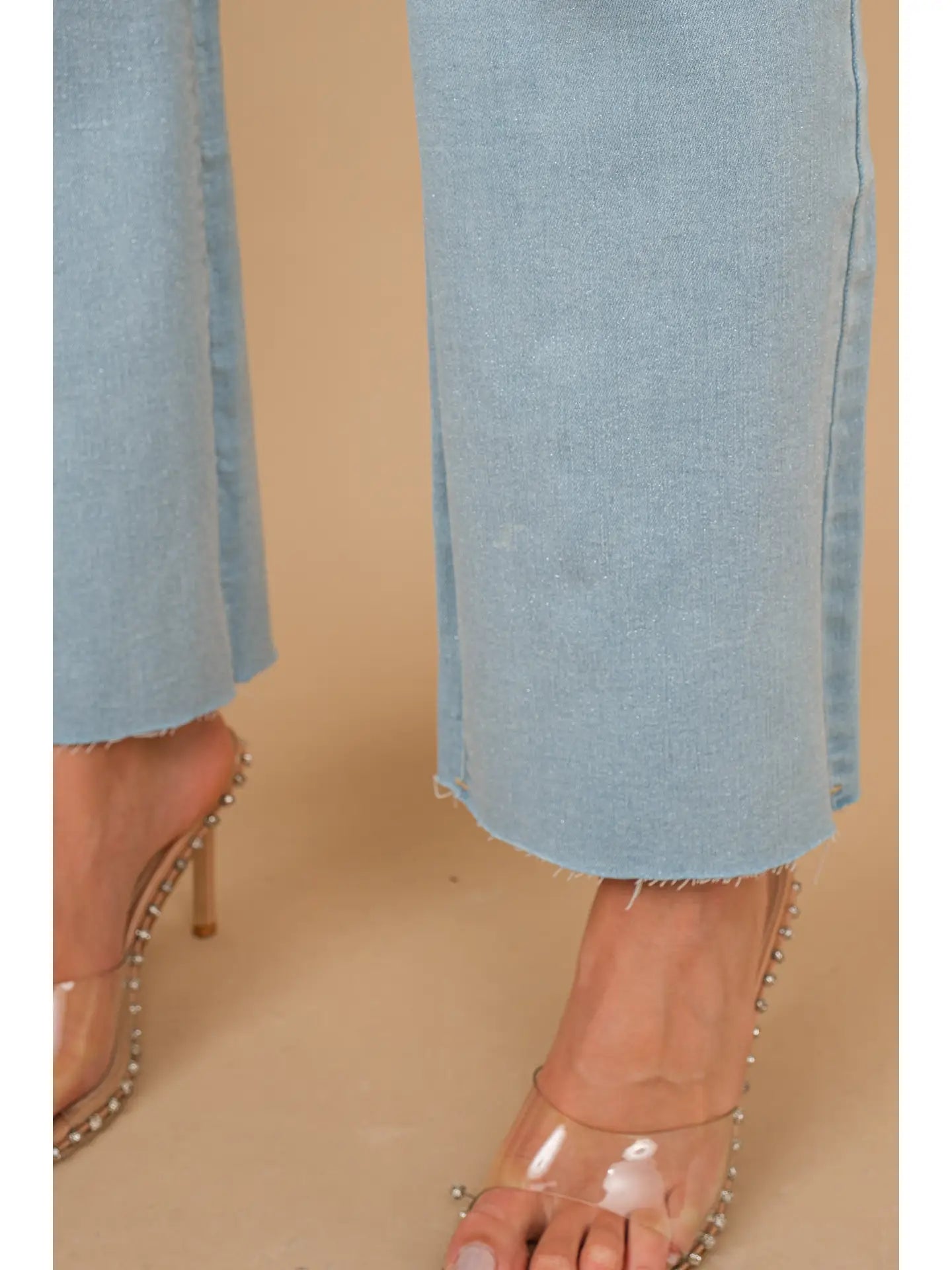 Blue B Light Shimmer Glitter Mid Rise Denim Jeans Light Wash
