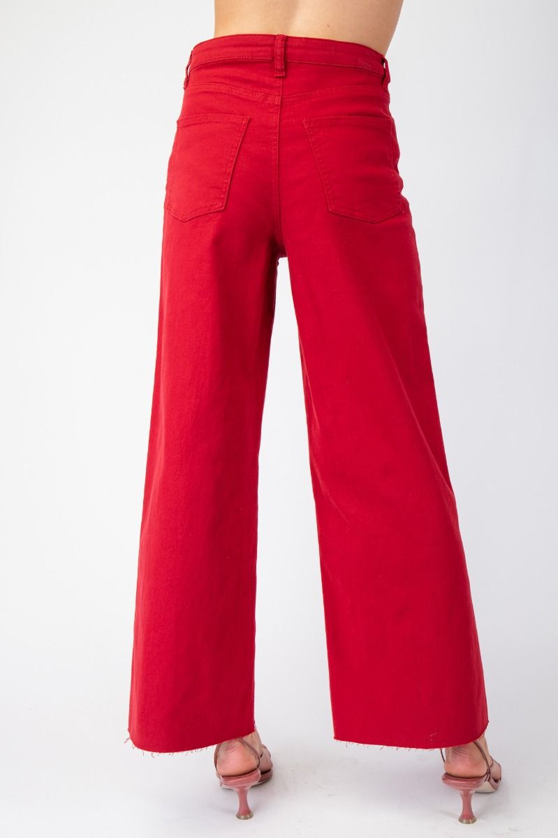 EASEL Soft Stretch High Waisted Pants Red Velvet