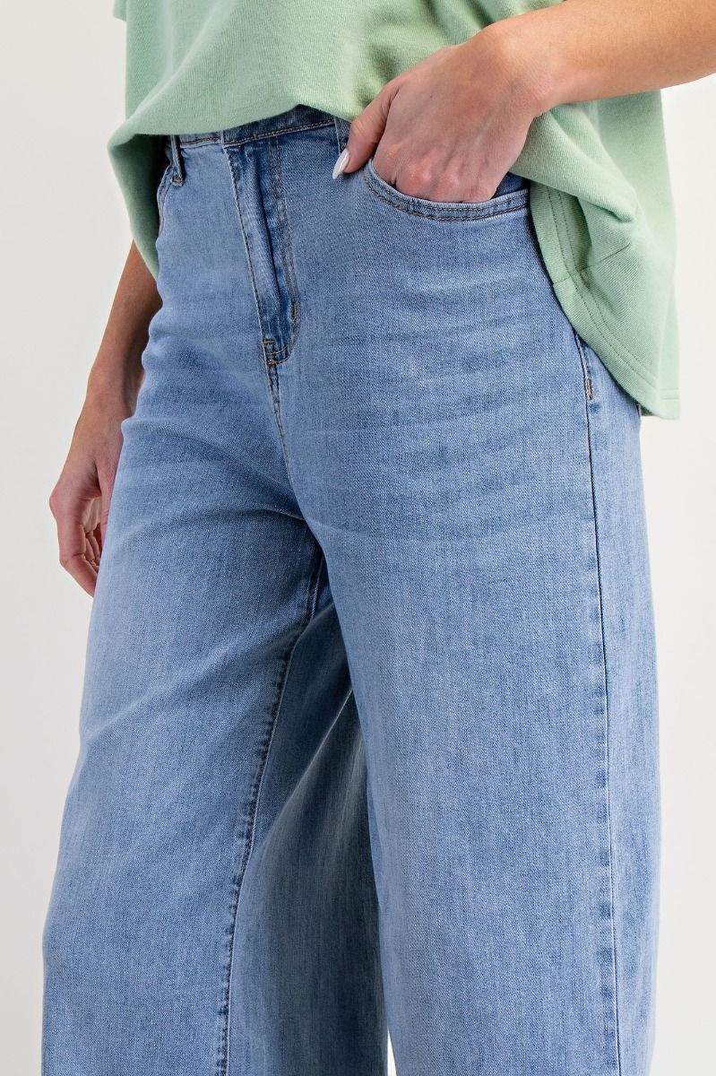 EASEL Soft Washed Stretch Denim Pants Plus Pretty