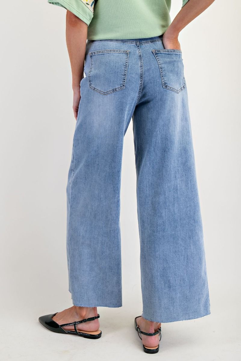 EASEL Soft Washed Stretch Denim Pants Plus Pretty