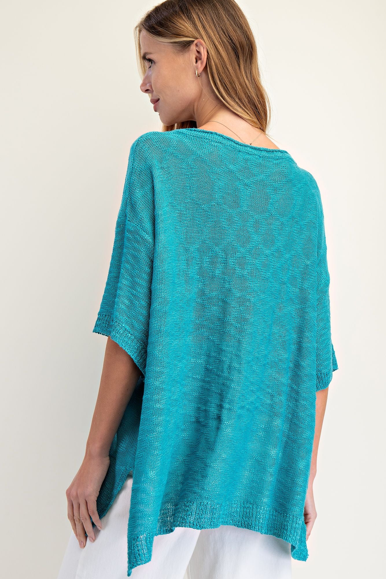 EASEL Loose Knit Sweater Tunic Teal Green