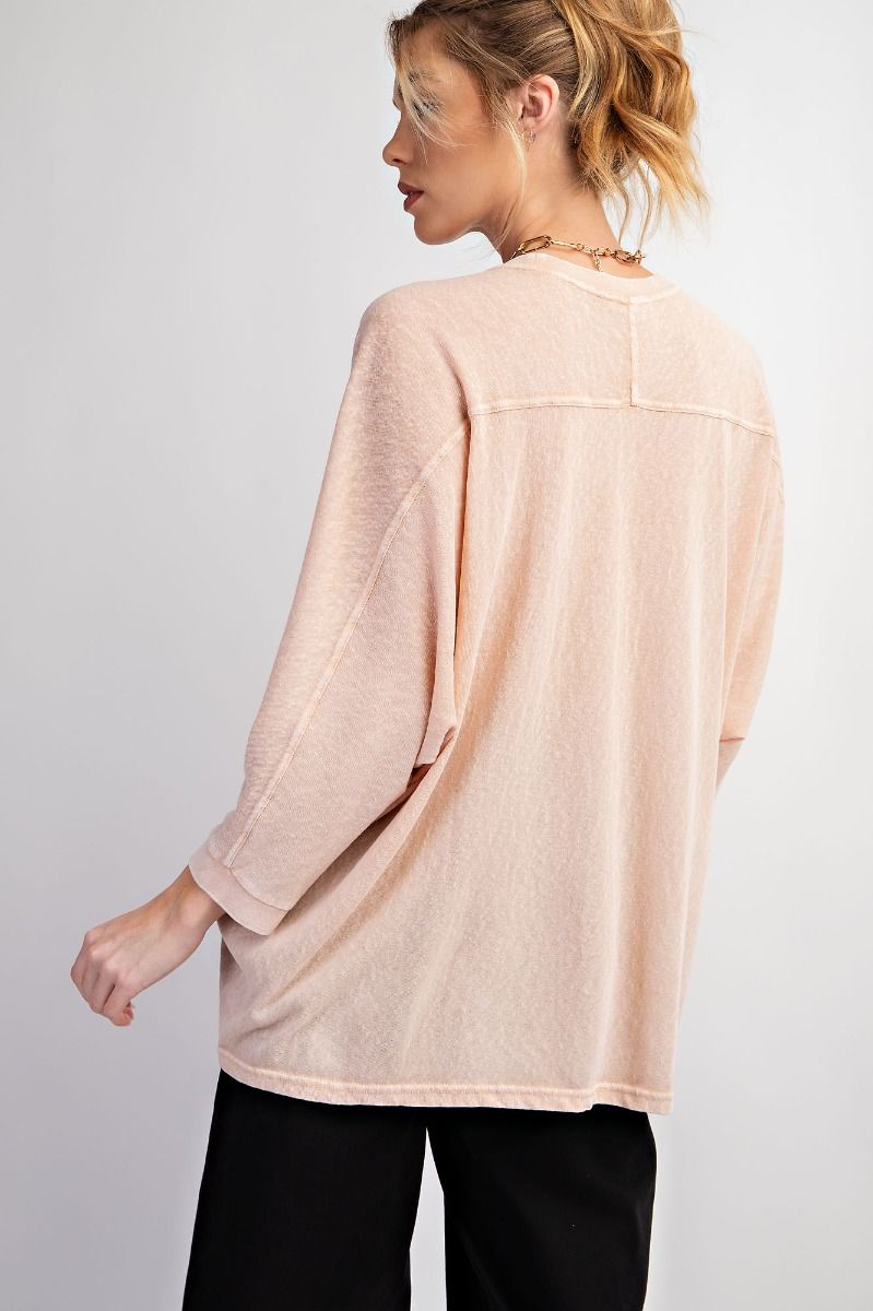 EASEL Mineral Washed Cotton Jersey Top Blush