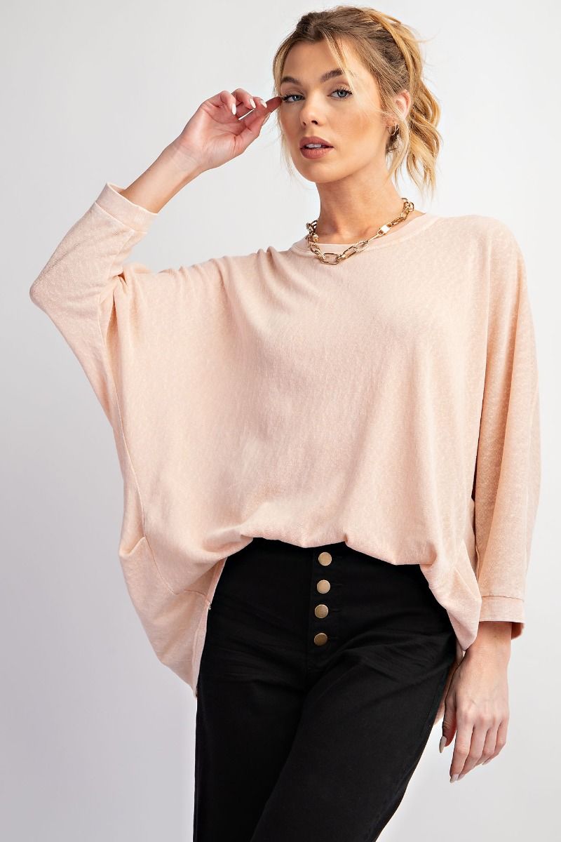 EASEL Mineral Washed Cotton Jersey Top Blush