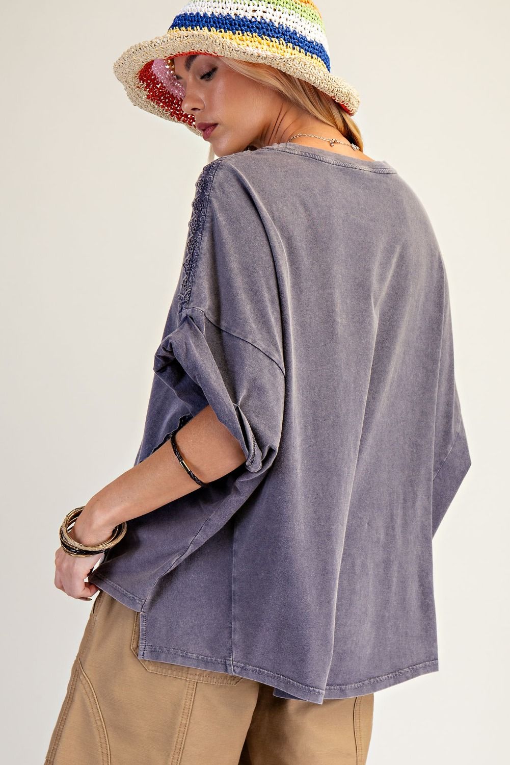 Easel Blueberry Oversized Knit Top
