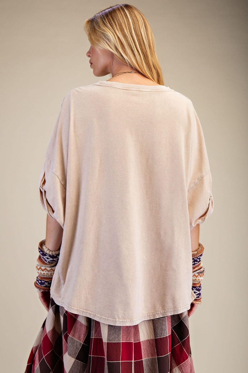 EASEL Khaki Oversized Top