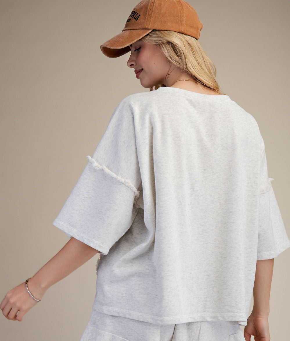 Easel Natural Terry Knit Top
