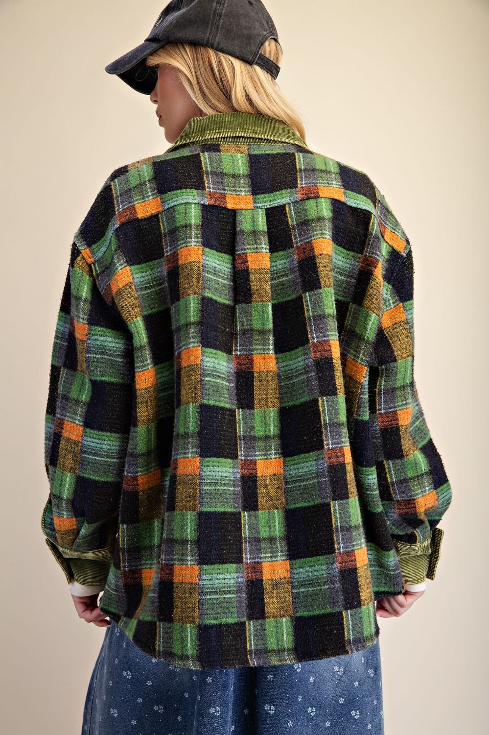 EASEL Green Plaid Shacket