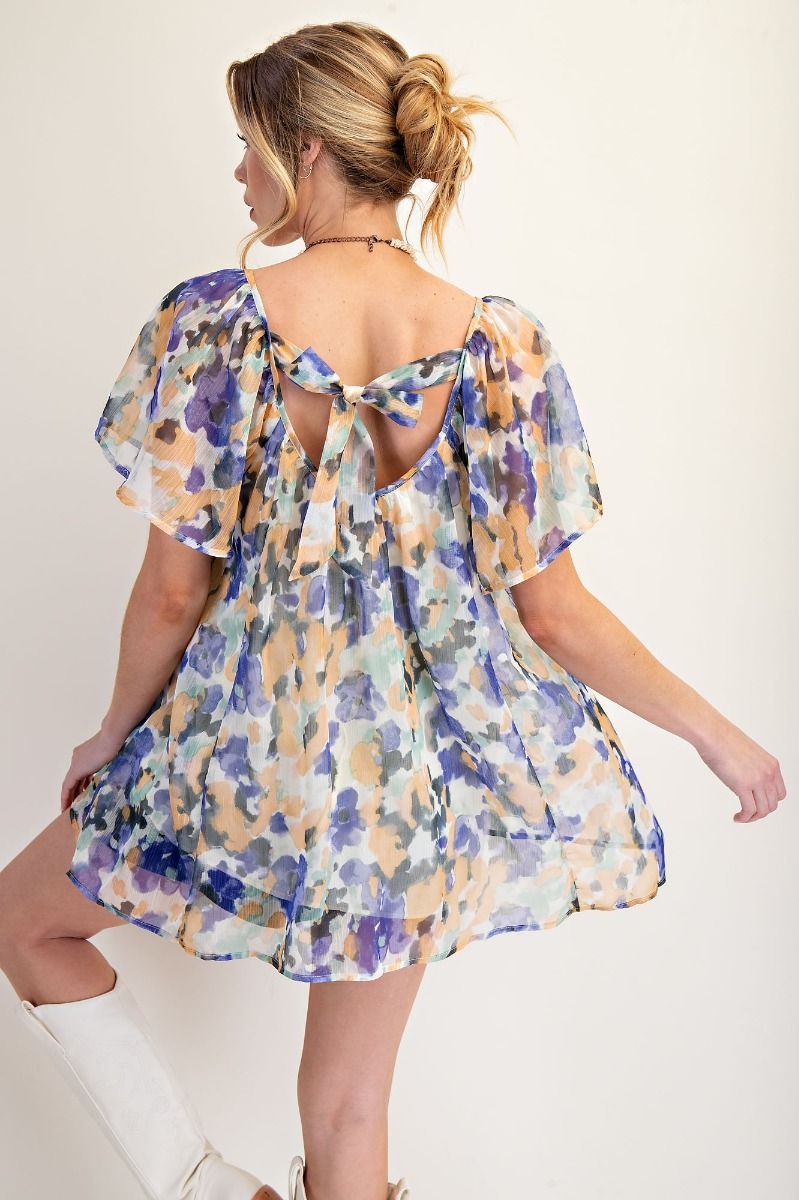 EASEL Floral Printed Chiffon Loose Fit Tunic