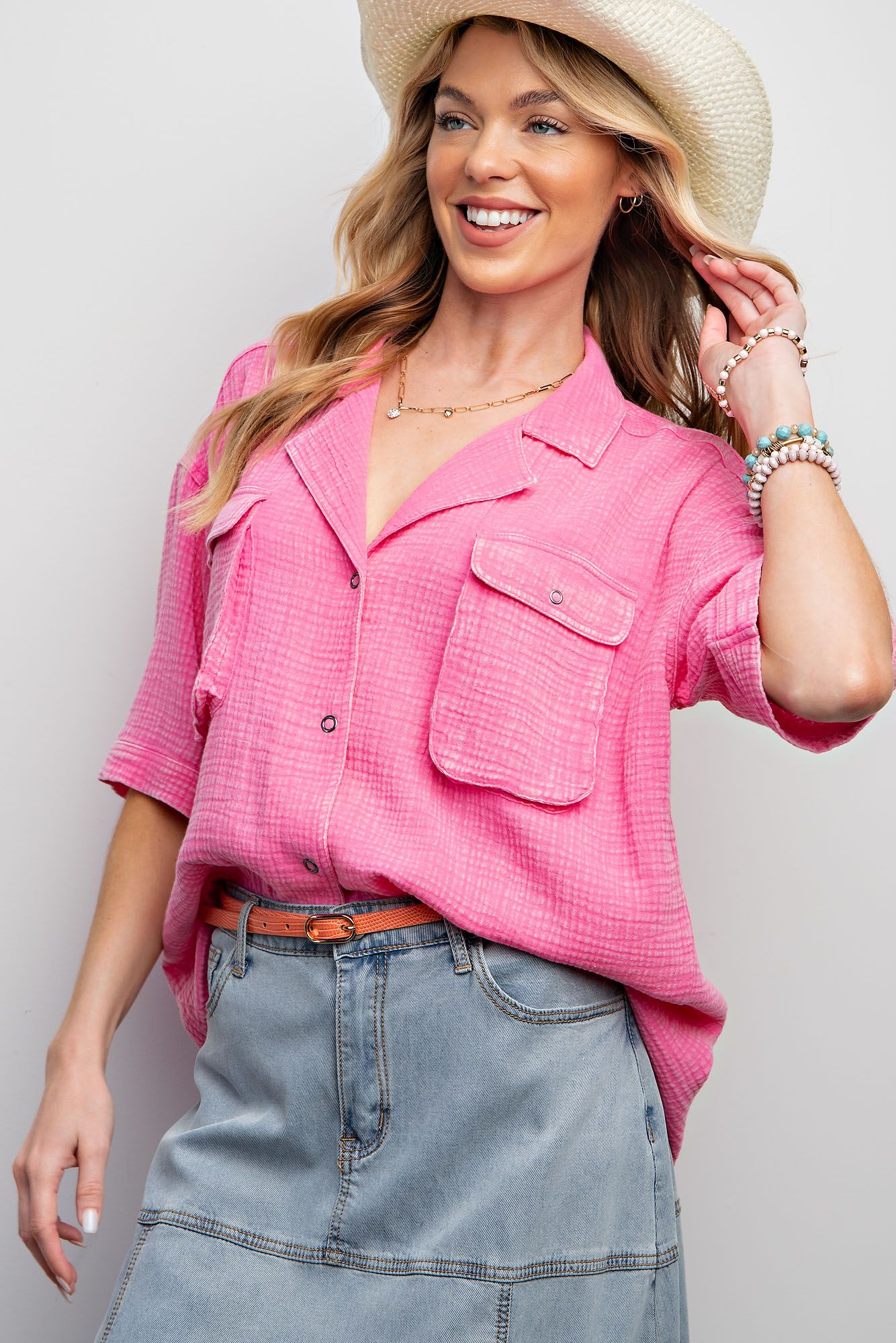 EASEL Mineral Washed Cotton Gauze Shirt