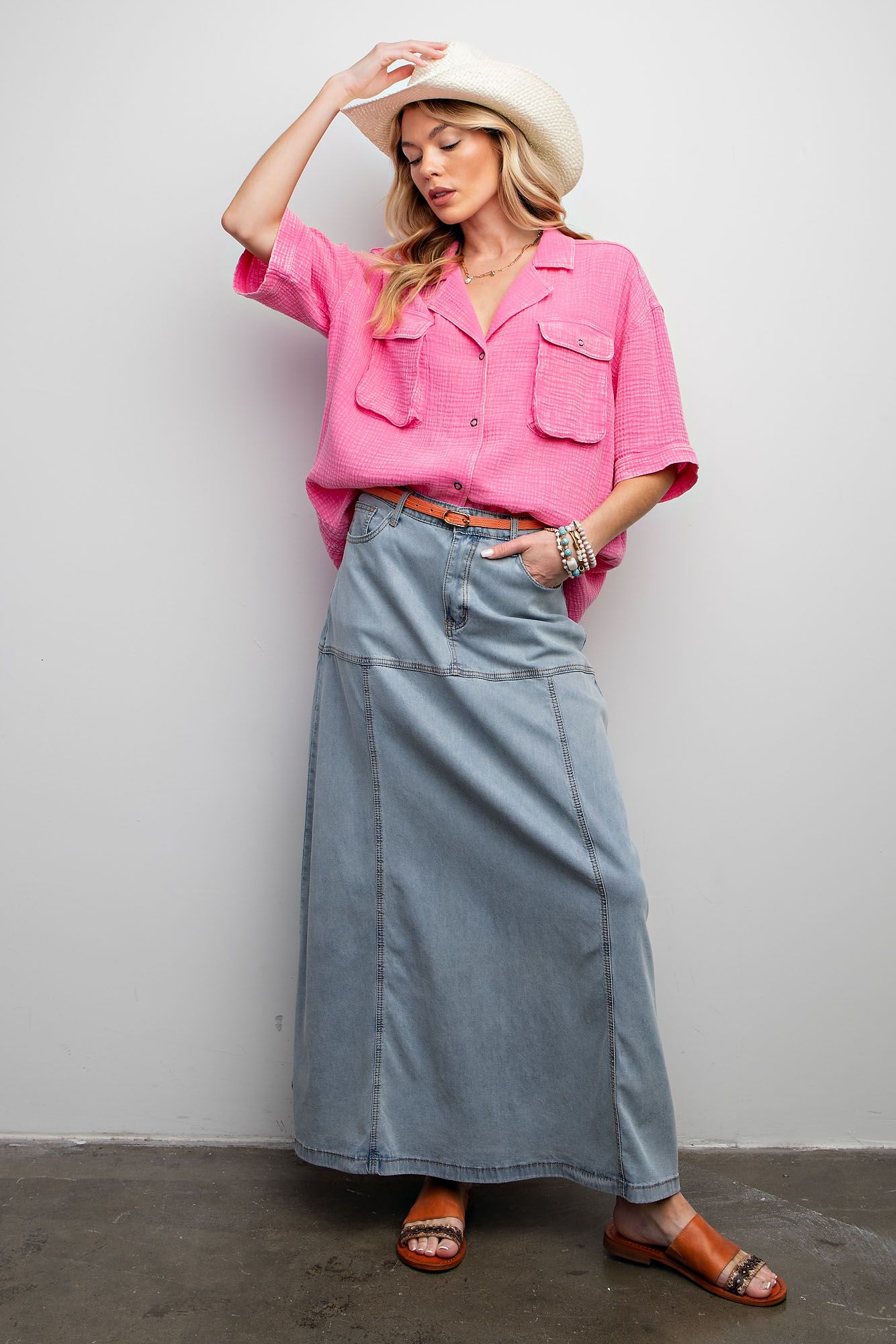 EASEL Mineral Washed Cotton Gauze Shirt