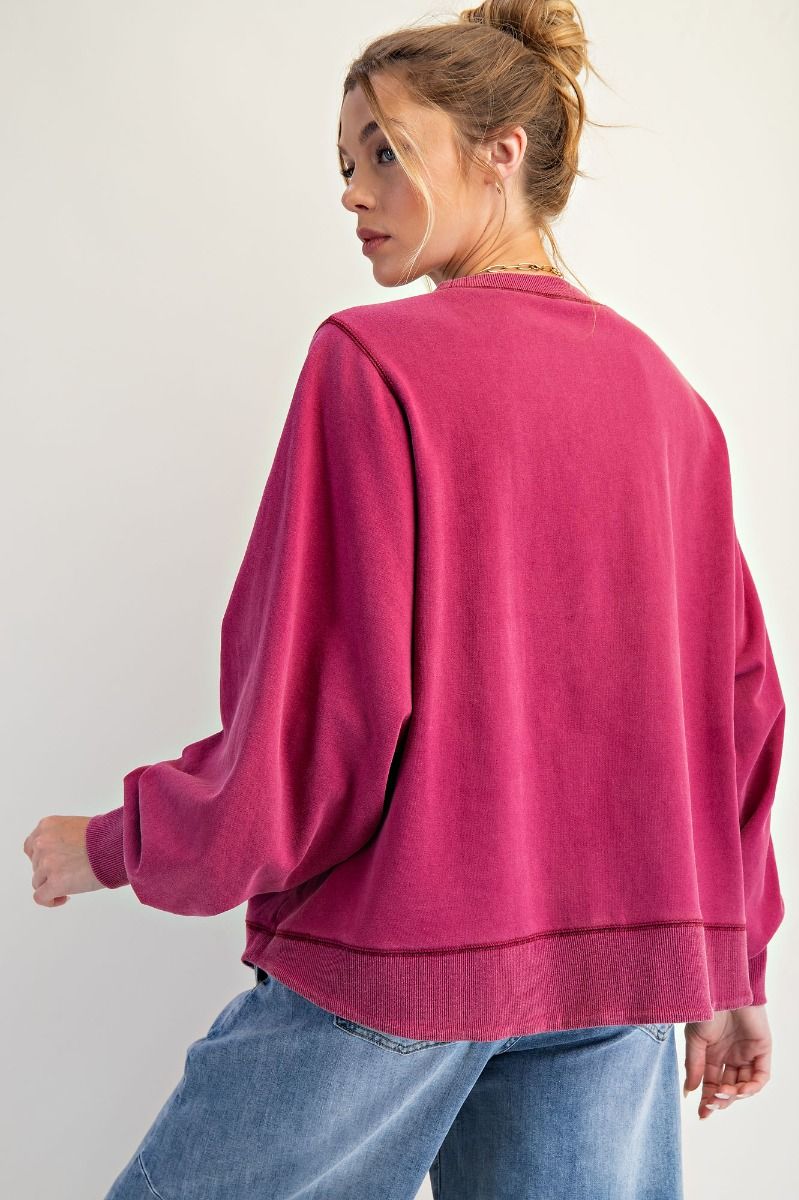 EASEL USA Patch Wash Terry Pullover Mulberry