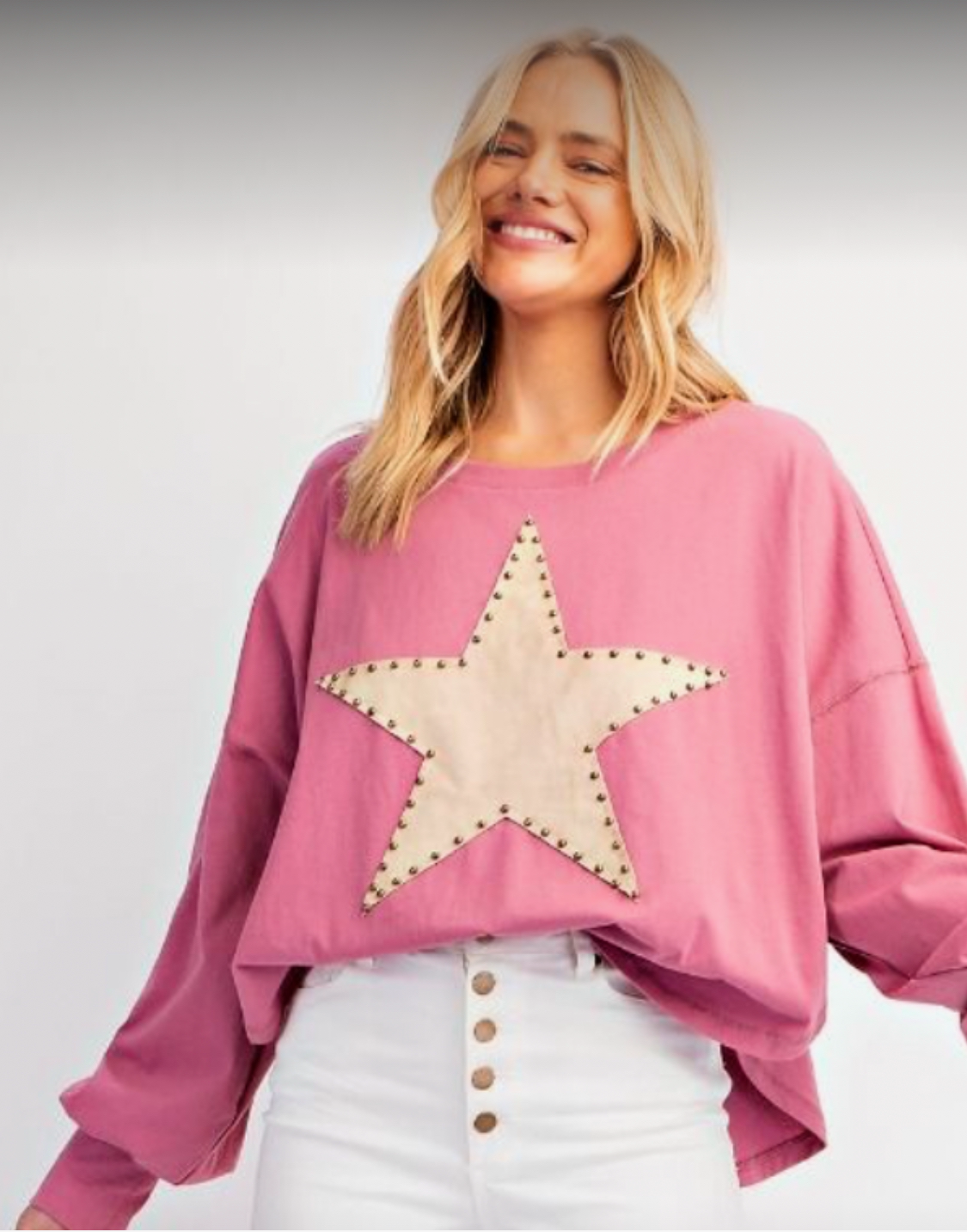 EASEL rose suede star top