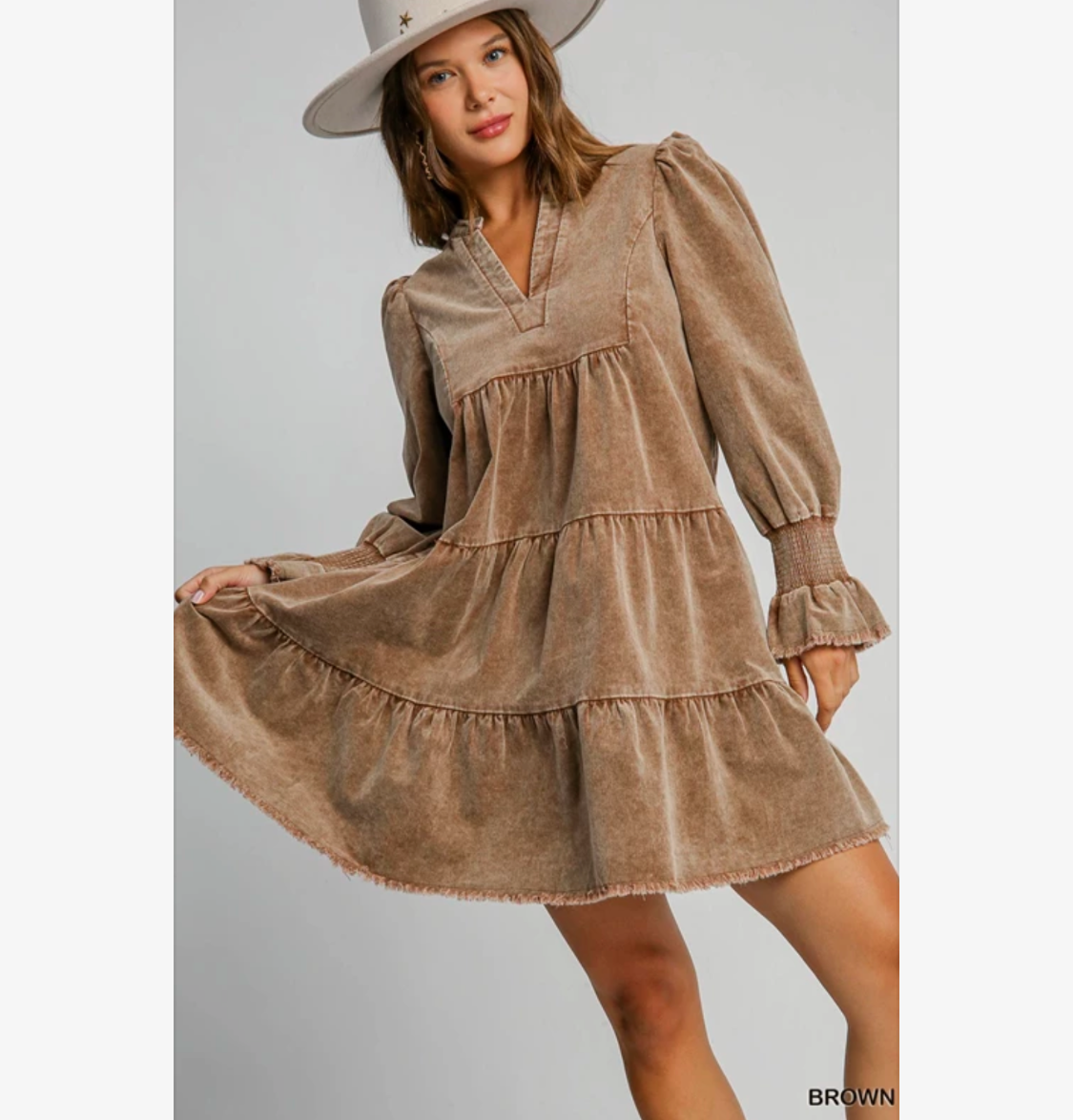 UMGEE stretch cord dress in toast