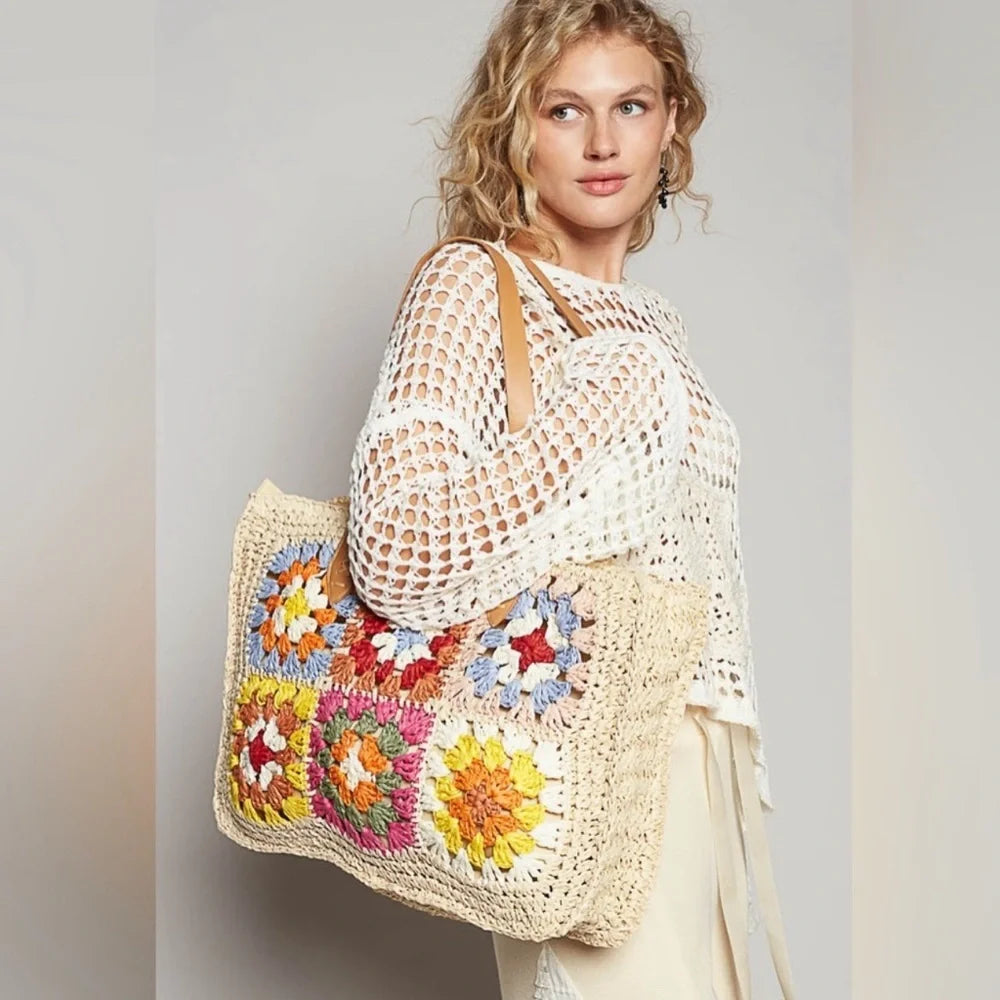 POL Granny Square Crochet Tote Bag