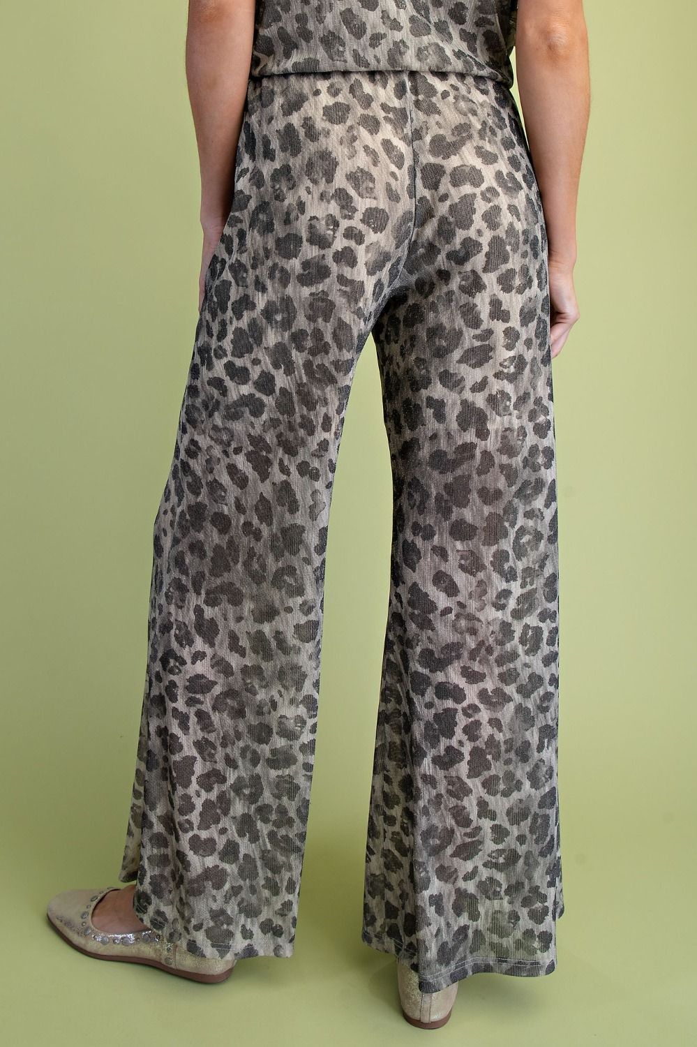 EASEL Ash Animal Print Mesh Bottom Pants
