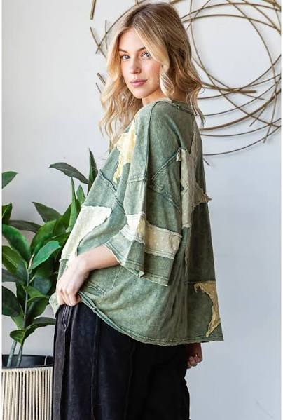 Oli & Hali Star Patch T-Shirt Vintage Washed Green