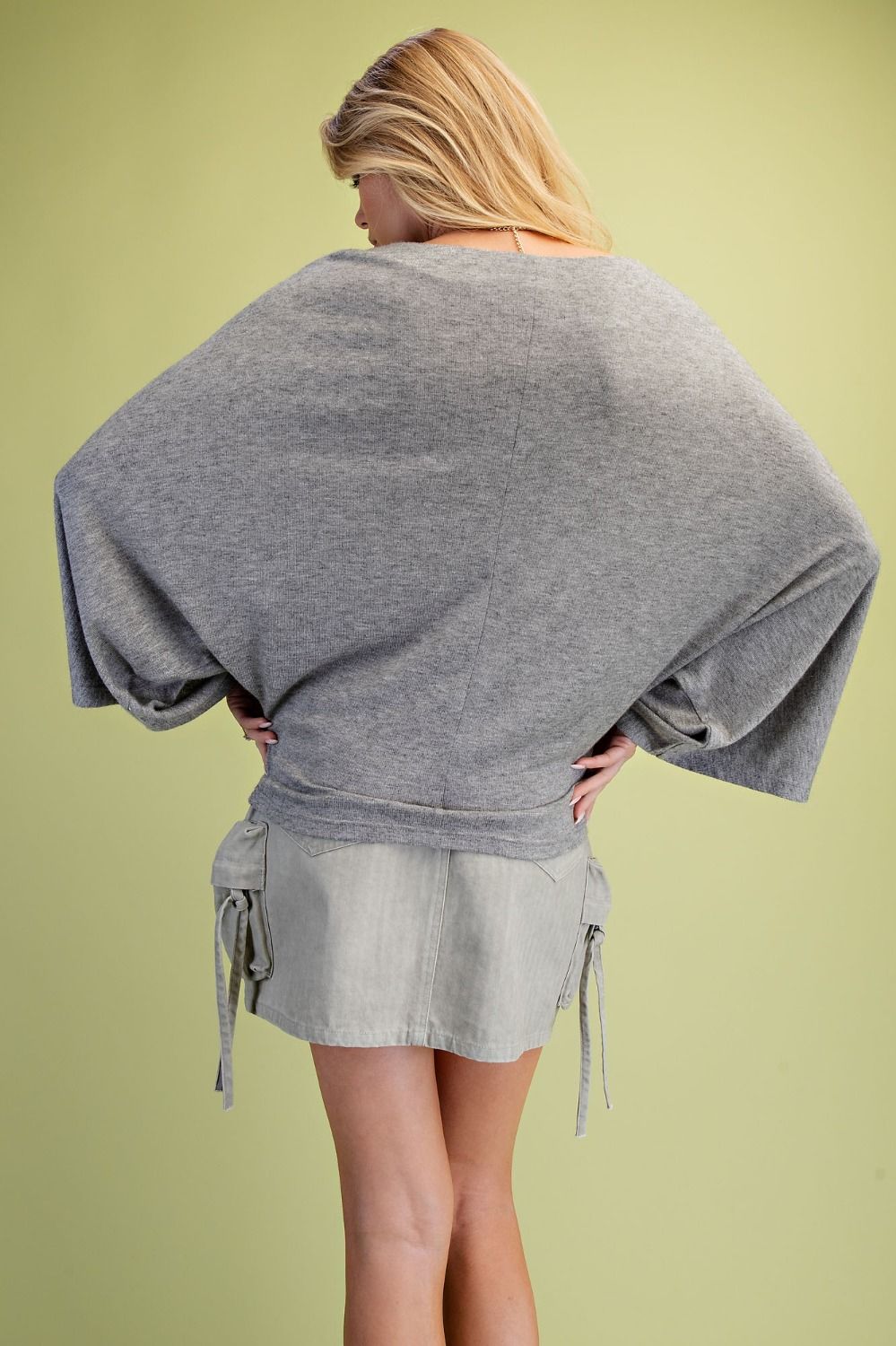 EASEL Heather Grey Dolman Top
