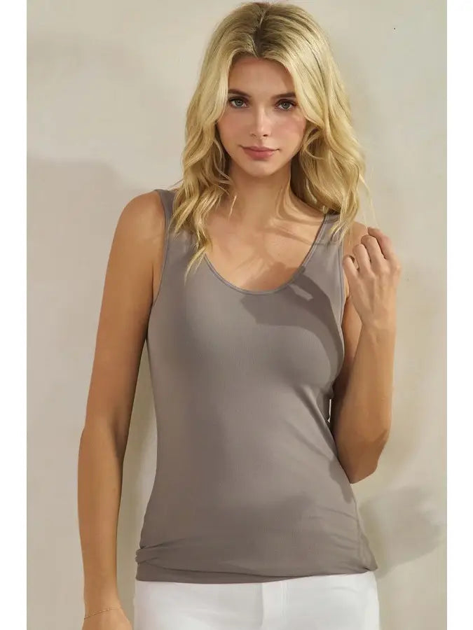 Reversible Storm Grey Tank with Built in Bra