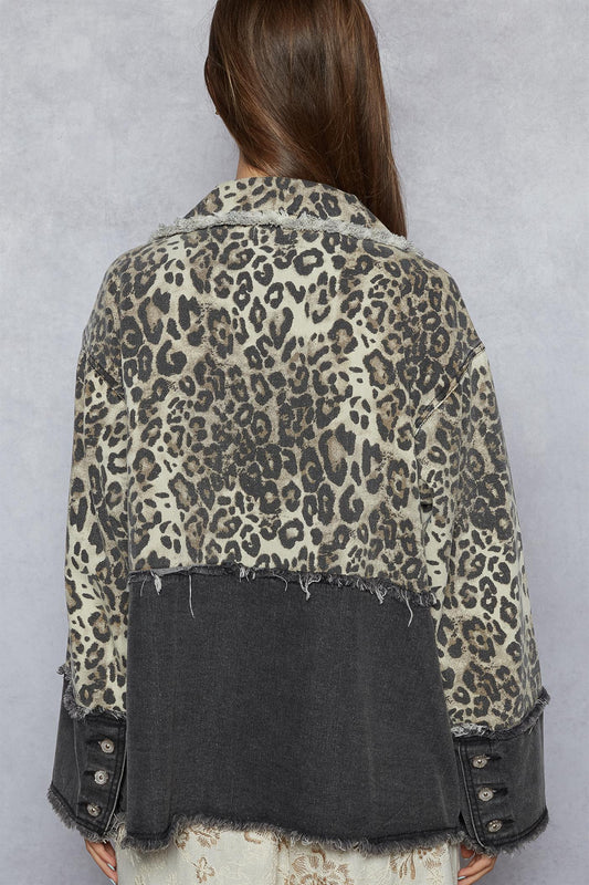 POL Leopard and Black Blazer Jacket