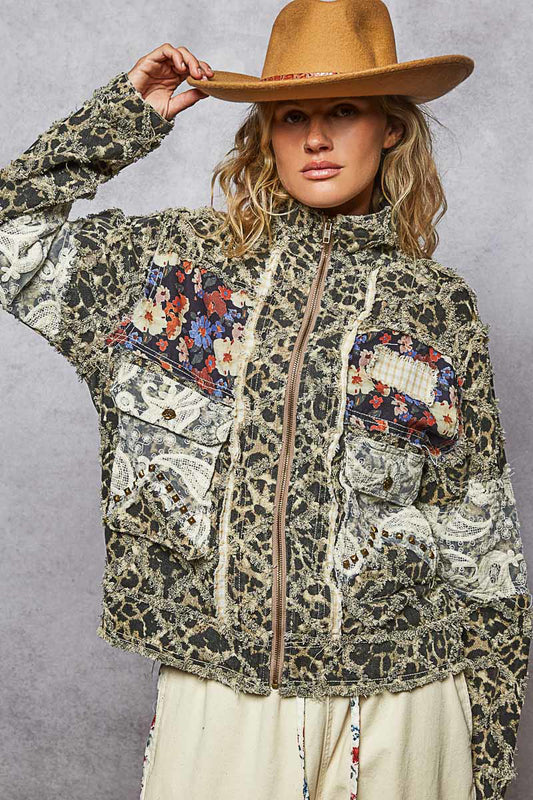 POL Patchwork Jacket Sand Leopard
