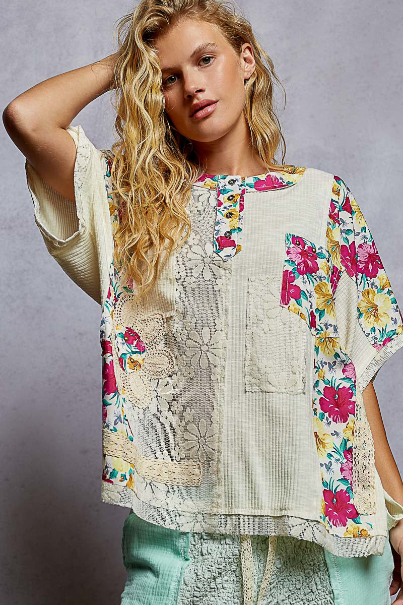 POL Natural Floral Top