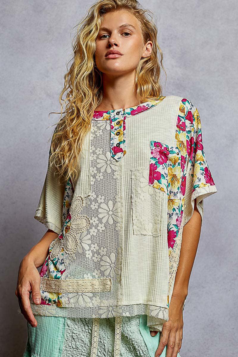 POL Natural Floral Top