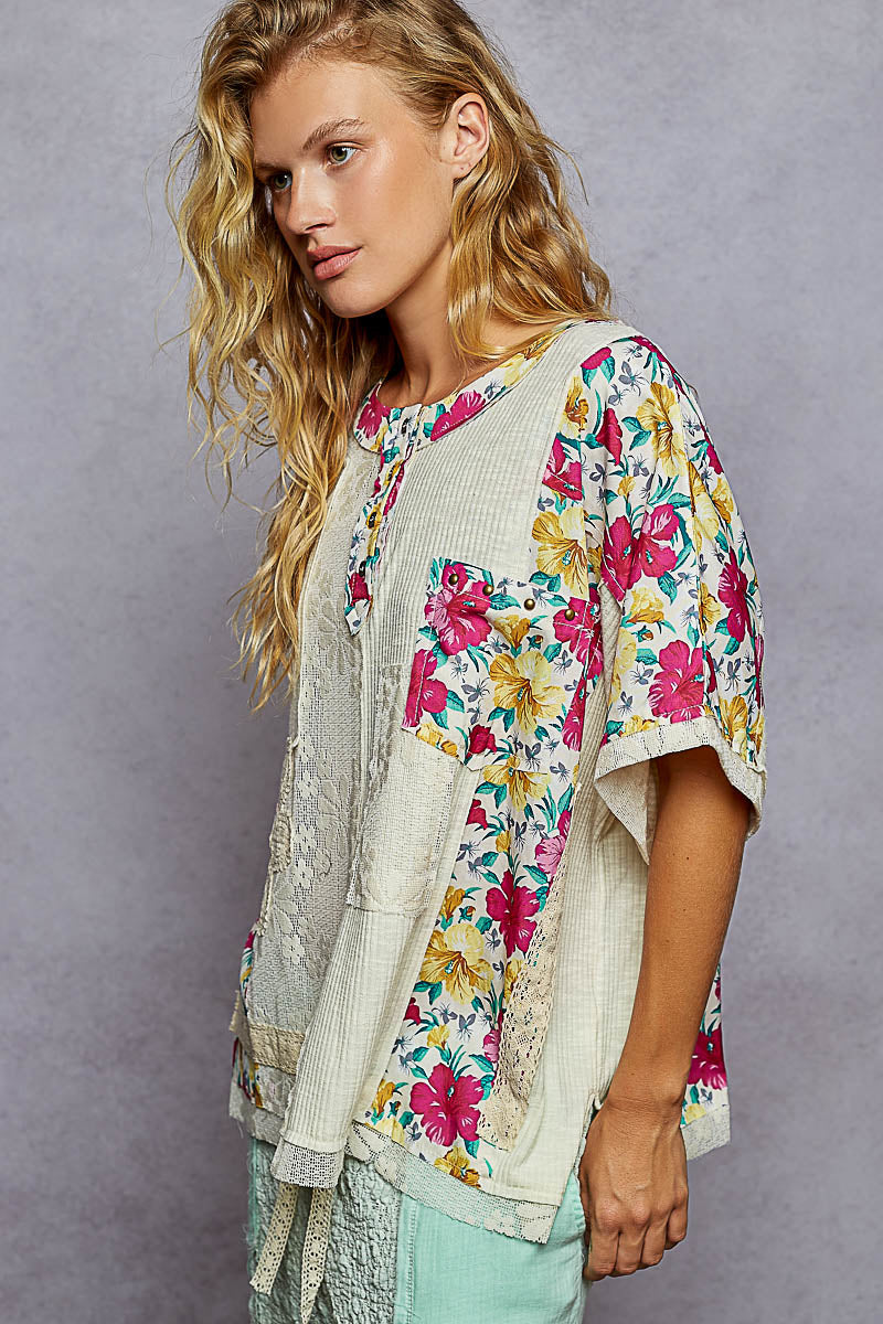 POL Natural Floral Top