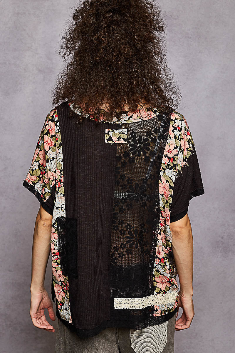 POL Black Floral Top *Market Special*