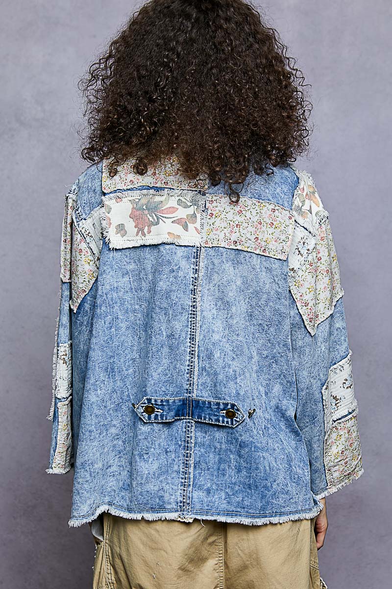 POL Denim Floral Jacket