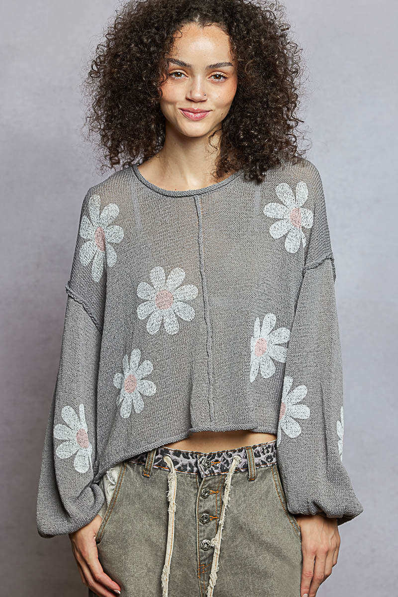 POL Koala Grey Flower Sweater
