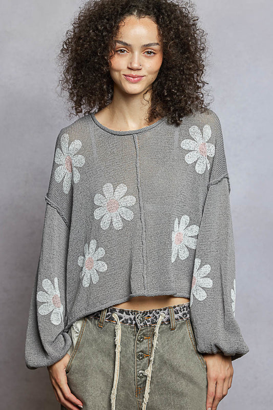 POL Koala Grey Flower Sweater