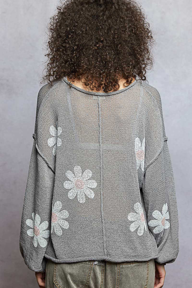 POL Koala Grey Flower Sweater